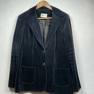 Vintage 1970s Donovan Galvani Women's Velvet Blazer Navy Size 16
